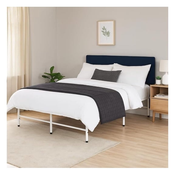 Foldable Full Metal Bed Frame with 13-Inch Underbed Storage, Fully Assembled Steel Platform No Box Spring Needed, Squeak-Free 600 lb Capacity for Stress-Free Setup and Small Spaces, White