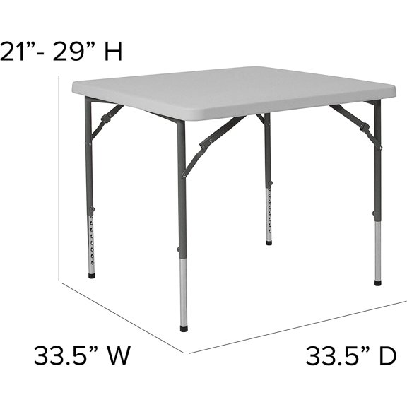 Foldable Game Table Granite White Height Adjustable Plastic Folding Table for Indoor Outdoor