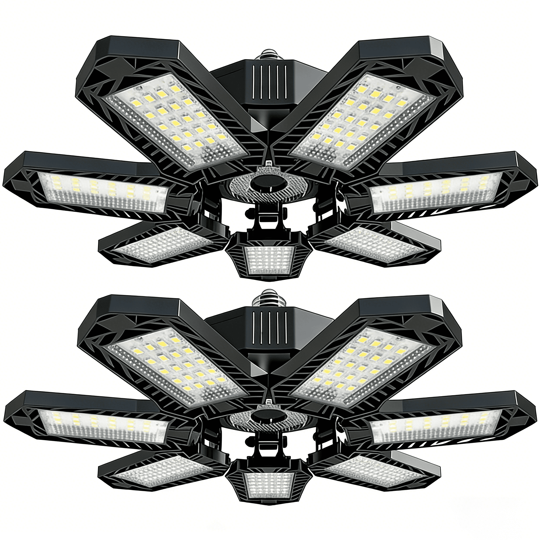 Foldable Garage Light Deformable Bright Shop Ceiling Bulb Lamps Barn Warehouse Garage Foldable 7+1 Panel Work Light  Easy Installation, 2 pack