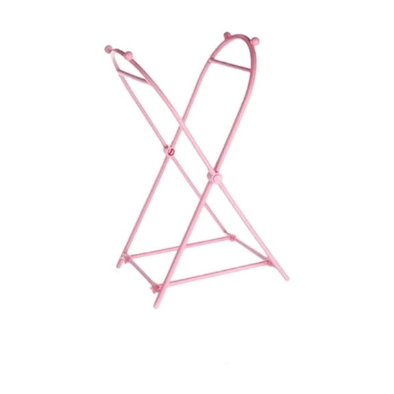 Foldable Garbage Bag Holder, Portable Trash Bag Stand for Kitchen and Outdoor, Pink Plastic Dispenser with Sturdy Frame