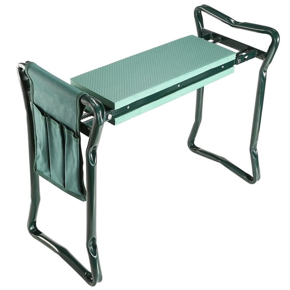Foldable Garden Kneeler Seat with Soft EVA Cushion & Tool Pouch Portable 2-in-1 Gardening Stool for Kneeling & Sitting