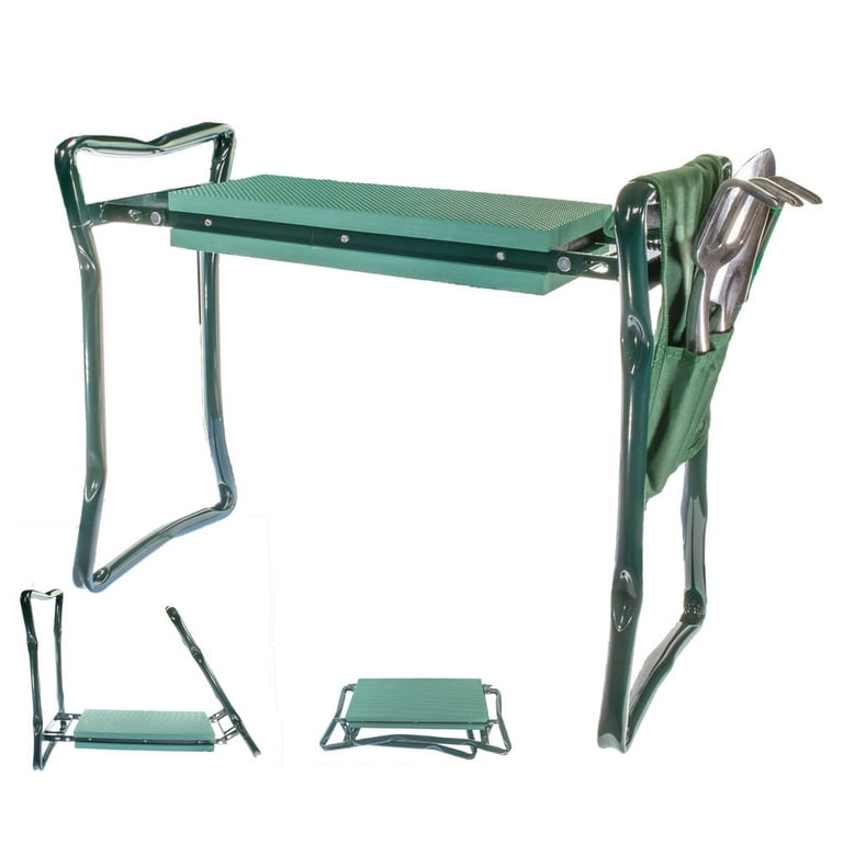 Foldable Garden Kneeler With Handles And Seat Bonus Tool Pouch