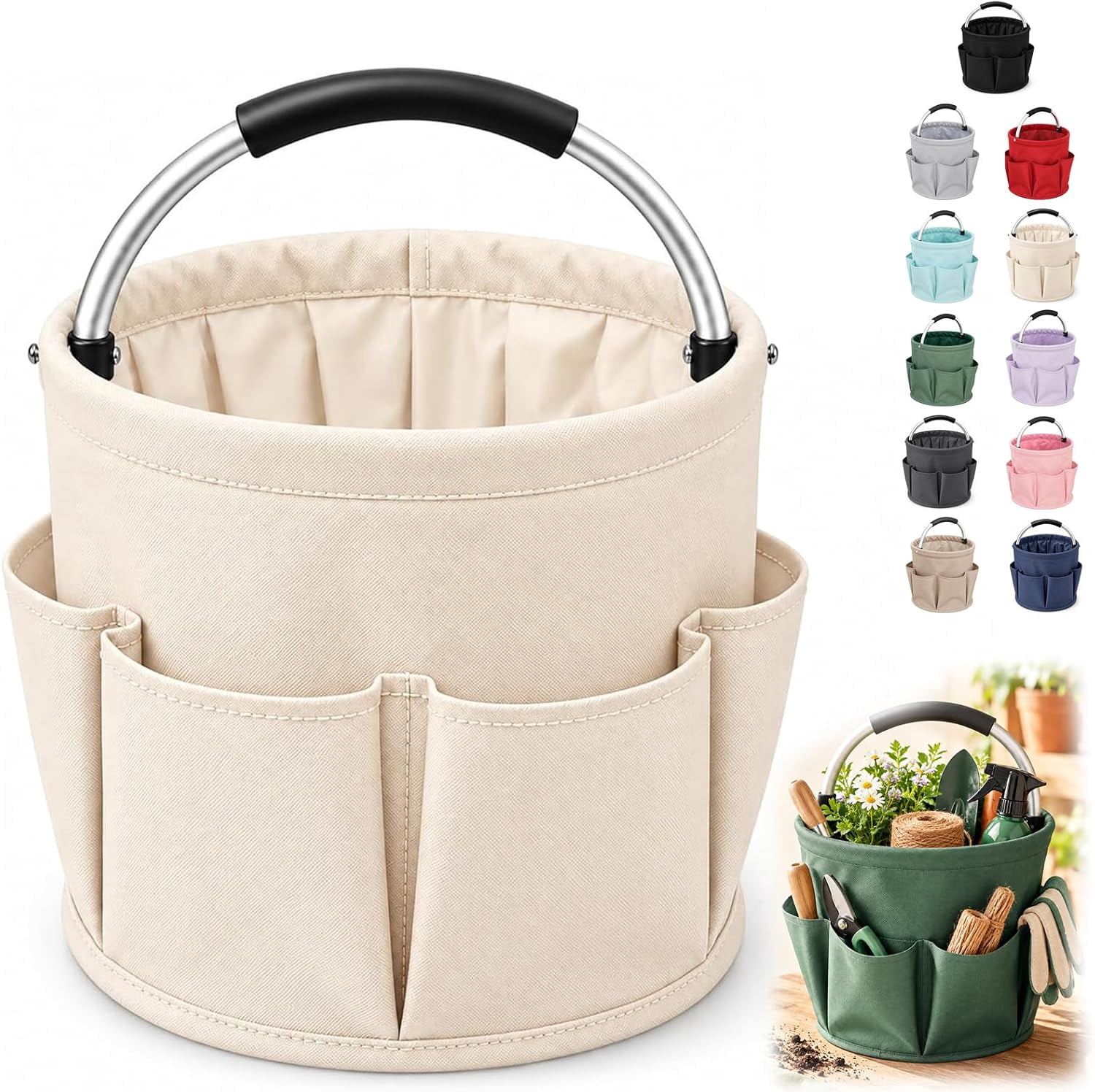 Foldable Gardening Storage Bags with Hard Bottom Garden Tool Tote Bag ...