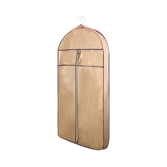 Foldable Garment Bag - 34.6x23.6x3.9in Khaki Dustproof Suit Cover with Clear Window, Hanging Bag for Wardrobe Storage & Travel