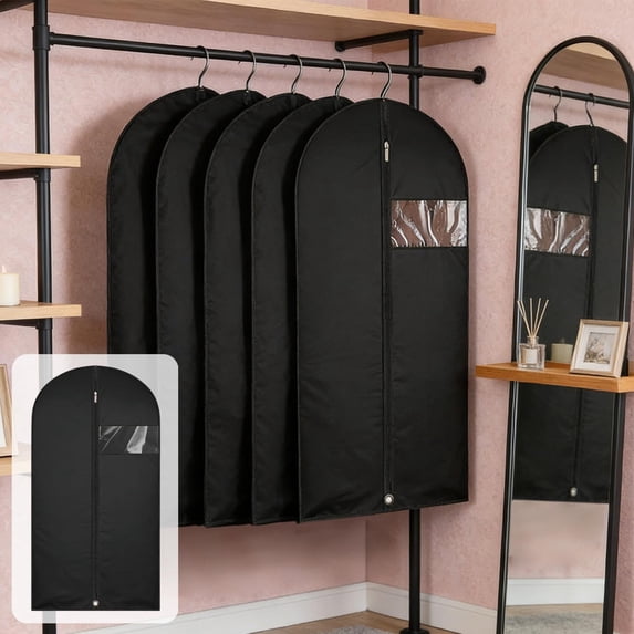 Foldable Garment Bag with Transparent Window, Hanging Suit Bag for Closet Storage and Travel, Durable Protective Cover for Suits, Skirts and Jackets (100*60cm)