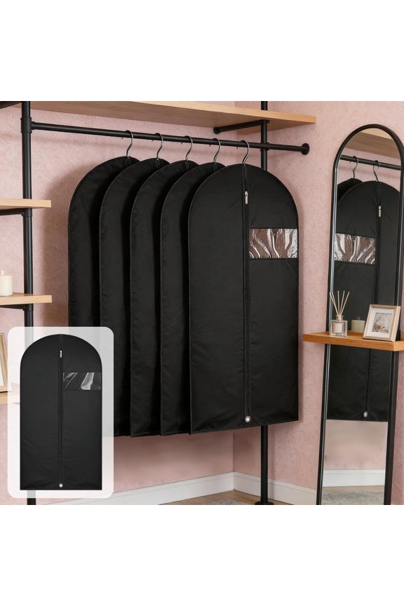 Foldable Garment Bag with Transparent Window, Hanging Suit Bag for Closet Storage and Travel, Durable Protective Cover for Suits, Skirts and Jackets (100*60cm)