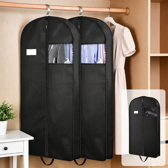 Foldable Garment & Suit Bag with Transparent Window, Thickened Design for Closet Storage & Travel, Holds Multiple Pieces of Clothing (43 x 23 x 4 inches / 110 x 60 x 10 cm)