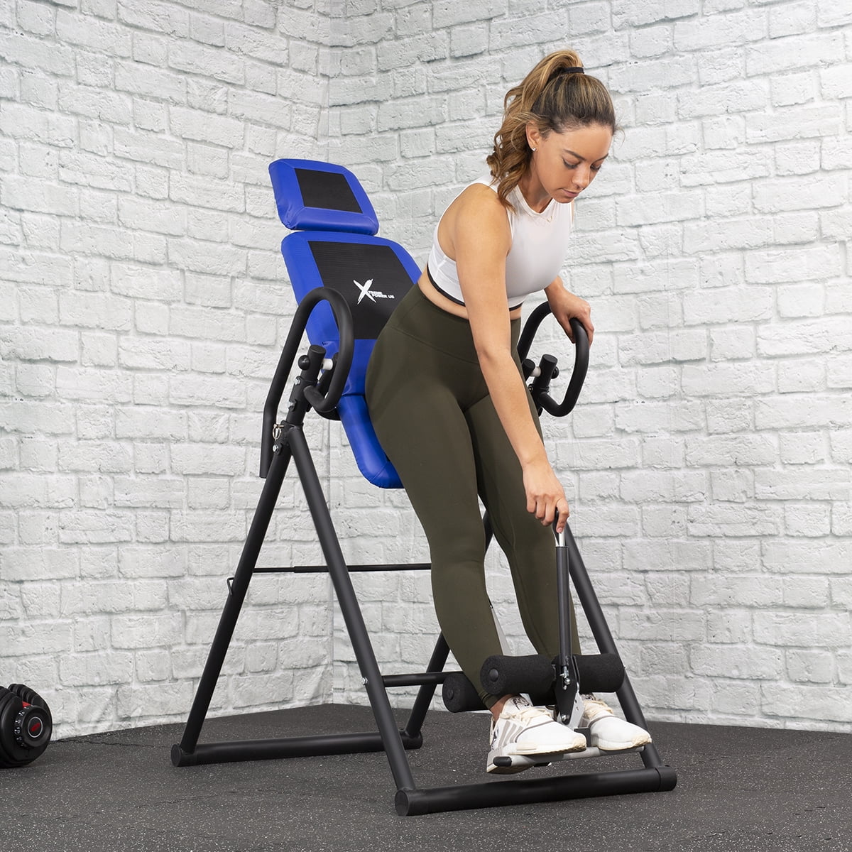Folding inversion table back stretching machine for for back pain relief therapy heavy duty fitness gravity upside down table sale
