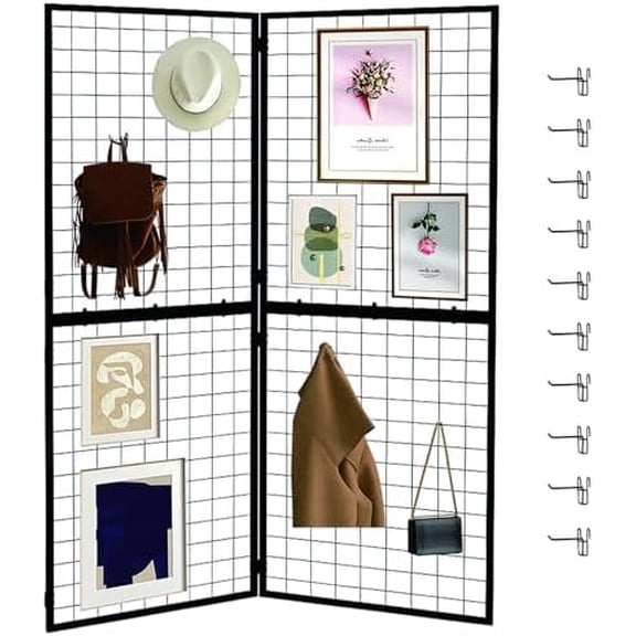 Foldable Gridwall Display Panel - 2 Pack of 2x5 Ft Heavy Duty Z Unit Wire Grid Wall Panels for Retail Store, Trade Show, Pop Up Shop, Versatile Merchandiser Display$$Furniture