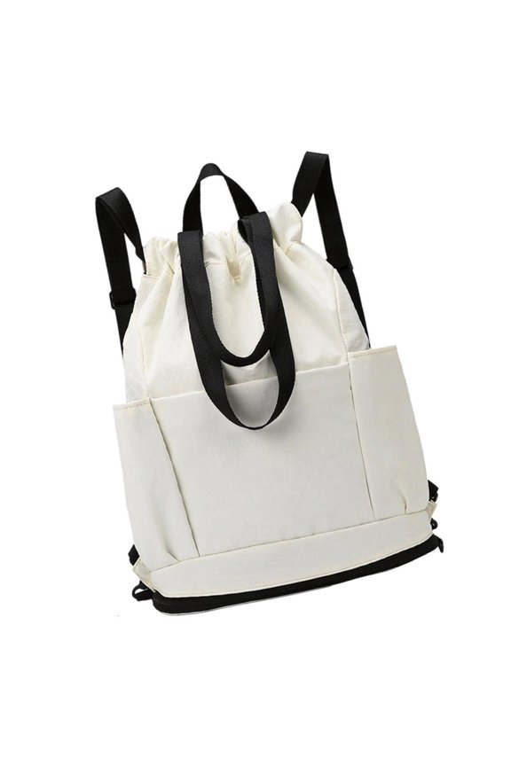 Foldable Gym Bag With Adjustable Shoulder Strap Roomy Drawstring Compartment Water Resistant Oxford For Workout Clothes