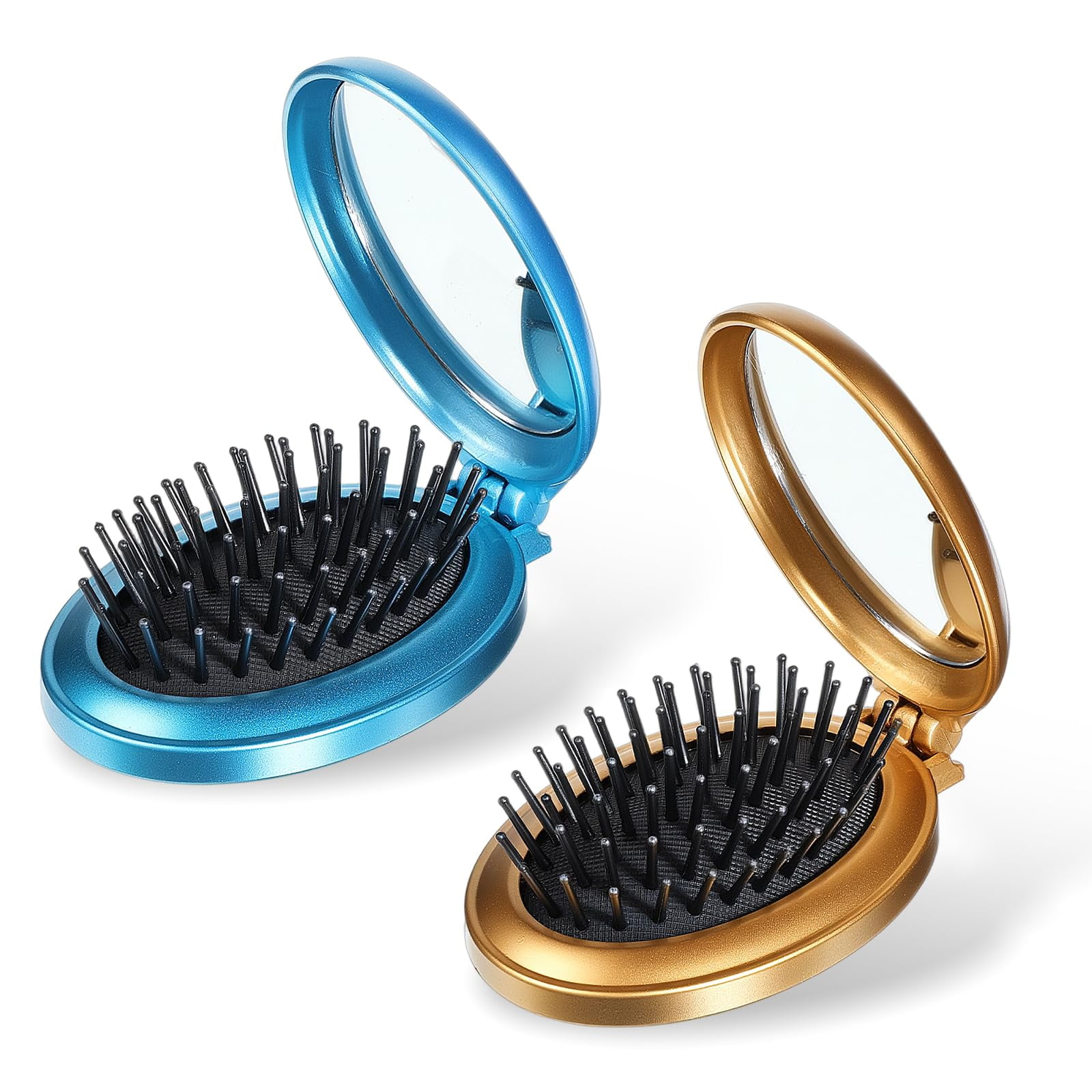 Foldable Hair Brush With Mirror, Compact Travel Hair Brushes Folding Hairs Brush