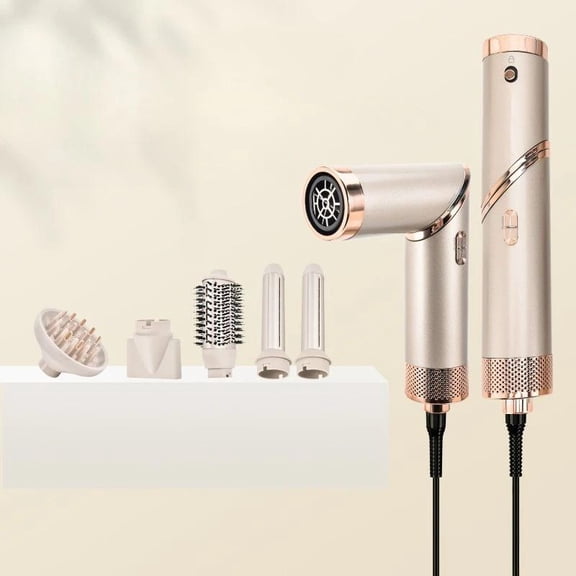 Foldable Hair Dryer Hot Air Brush Curler 5 in 1 Styling Tool Home Use Strong Airflow No Hair Damage for Styling Straight Curl