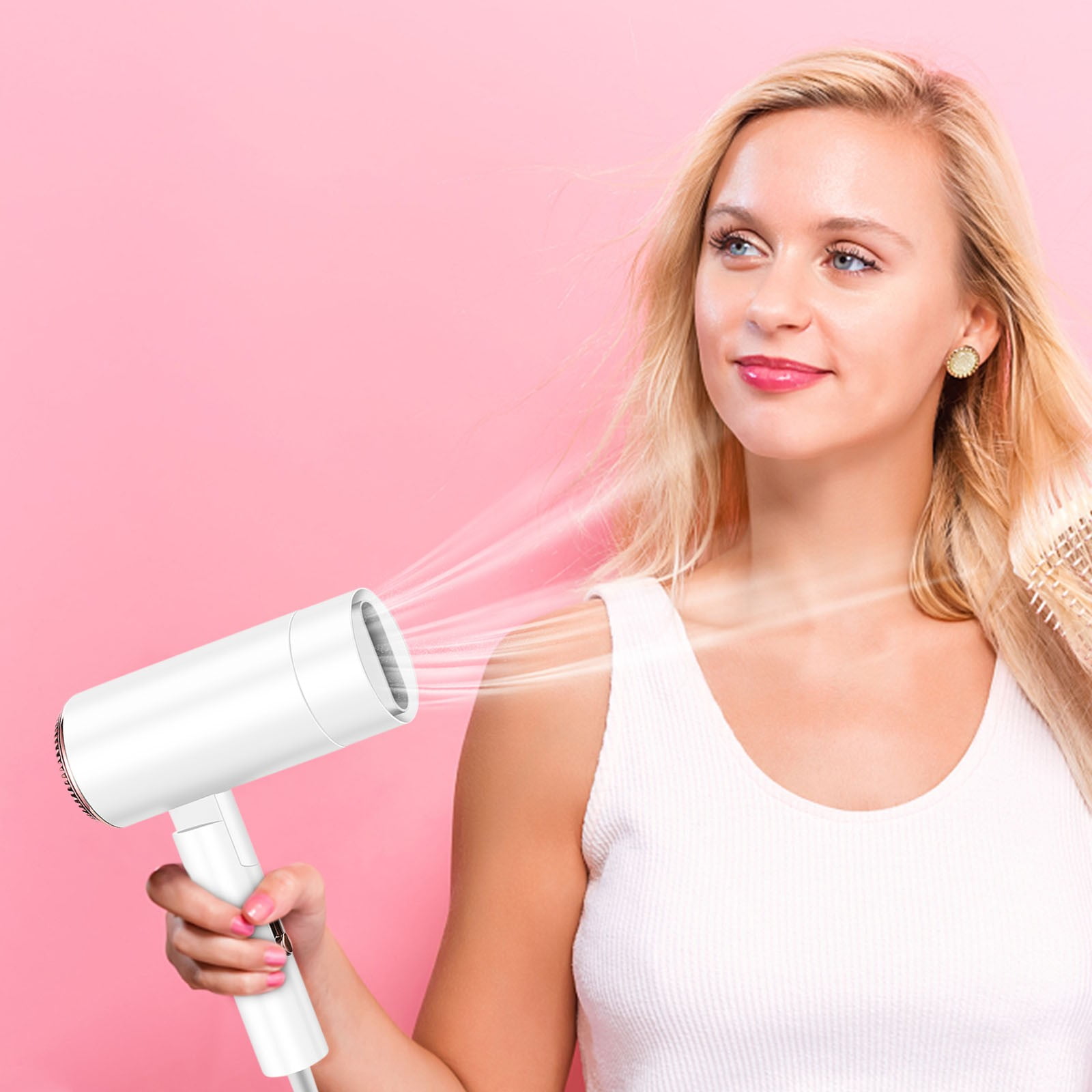 Foldable Hair Dryer, Mini Travel Hairdryer, 3-Speed Settings, 110V, Silent Fast Drying, Blue Light Hair Care, Lightweight, for Dorm/Home/Travel, Cold/Hot Air Switch