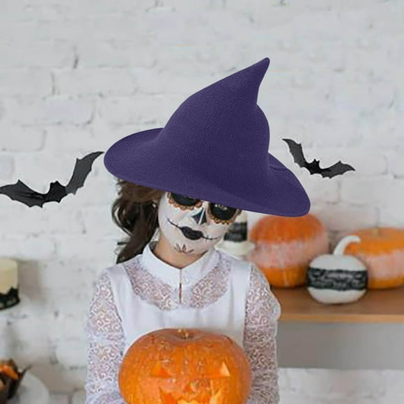 Foldable Halloween Witch Hat Adjustable, Lightweight Accessory for Parties Cosplay, Pointed Wizard Hat Gift(Purple)