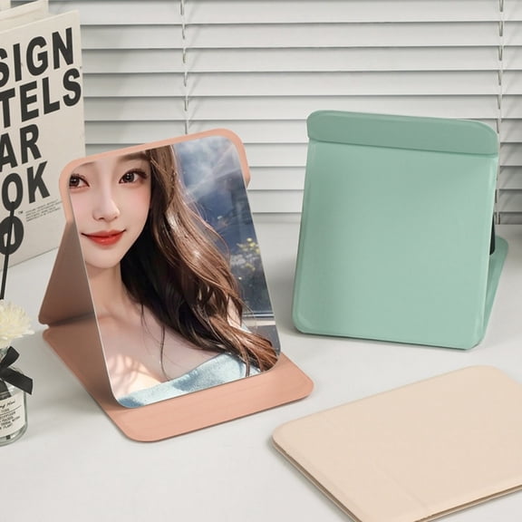 Foldable Hand Mirror, Vintage Style Compact Mirror for Makeup, Portable Vanity Mirror with Protective Cover, Folding Cosmetic Handheld Mirror for Travel
