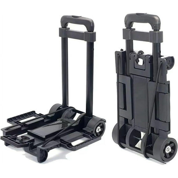 Foldable Hand Truck, 25kg Capacity Luggage Trolley with 2 Wheels and Adjustable Handle, Lightweight Aluminium Foldable Trolley for Home, Office, Shopping, Travel