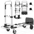 thumbnail image 1 of Foldable Hand Truck, 3-in-1 Aluminum Collapsible Dolly Cart with 4 Rubber Wheels and Retractable Handle, Portable Moving Dolly, Black, 1 of 7