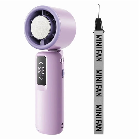 Foldable Handheld Fan with Digital Display and Speed Control, USB Rechargeable Mini Fan, Portable Quiet Fan for Travel Outdoor Commute with Lanyard