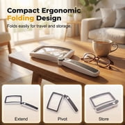 Foldable Handheld LED Lighted Magnifying Glass,Magnifying Glass with Light,Rechargeable 5X Large Page Magnifier for Reading,12 Dimmable LEDs Folding Handheld Reading Magnifier for Seniors Low Vision