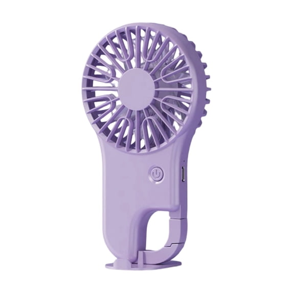 Foldable Handheld Mini Fan with Hook USB Rechargeable 2-in-1 Desktop & Portable Personal Cooling Fan for Travel Commute Outdoor, Portable Electric Fans,Purple