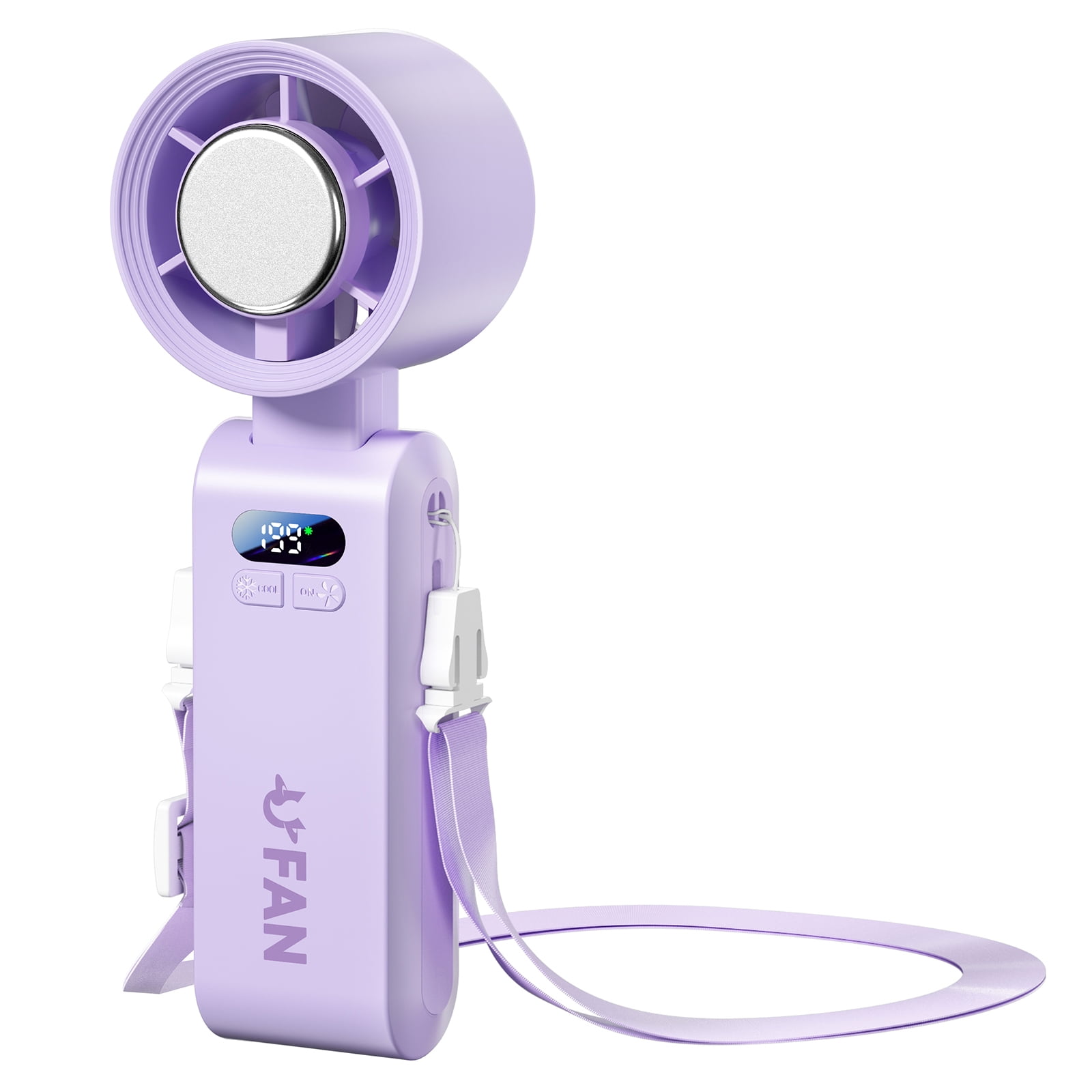 Foldable Handheld Portable Turbo Fan with Ice Cooling Pad & Lanyard ...