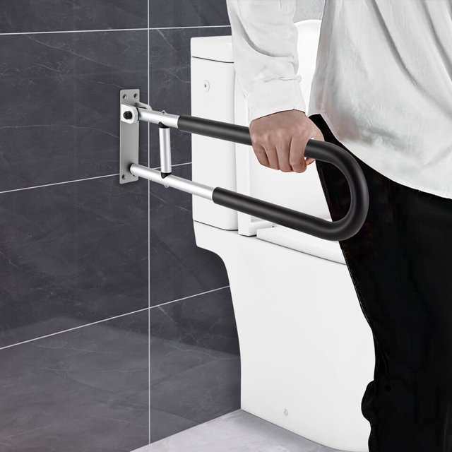 Foldable Handicap Grab Bars for Bathroom 23.62in Wall Mount Black