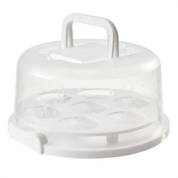Foldable Handle Round Cake Carrier For 8 Inch Cakes And Appetizers Storage