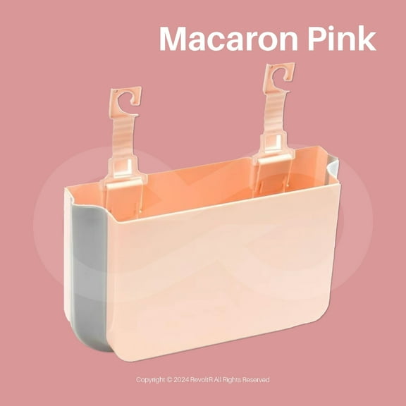 Foldable Hanging Car Trash Can, Macaron Pink – Waterproof Car Seat Back Organizer with Hook, Large-Capacity Multi-Functional Storage Bag