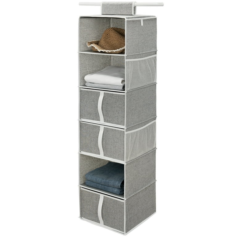  GRANNY SAYS Hanging Closet Organizer 6 Shelves, Closet  Organization and Storage with 5 Different Drawers, 6 Side Pockets Wardrobe  Clothes Organizer for Closet, Gray, 1-Pack : Home & Kitchen