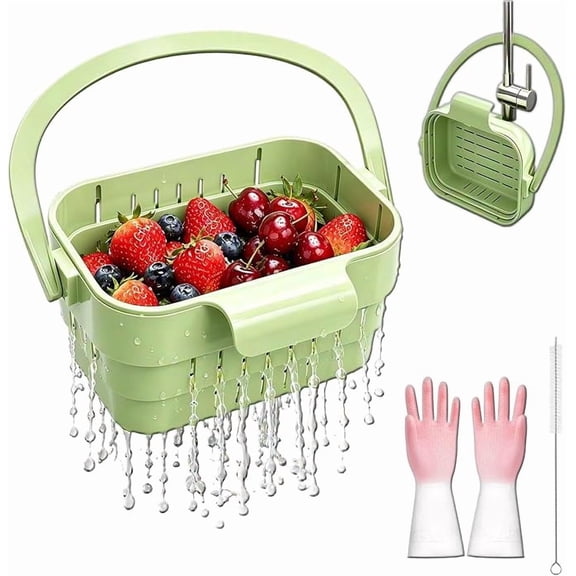 Foldable Hanging Kitchen Sink Drain - Hanging Telescopic Drain Basket with Flip Cover, Foldable Kitchen Sink Strainer for Fruits Vegetables Utensils, Foldable Sink Strainer for Kitchen (1PC,B)