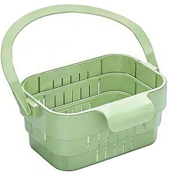 Foldable Hanging Sink Drain Basket Stretchable Kitchen Colander with Flip Cover Space Saving Food Strainer, Multi-functional Faucet Storage Rack Draining for Fruits Vegetables Utensils