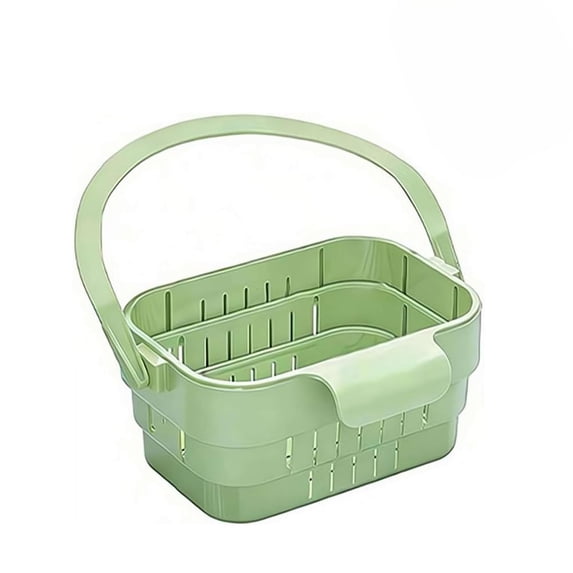 Foldable Hanging Sink Drain Basket Stretchable Kitchen Colander with Flip Cover Space Saving Food Strainer, Multi-functional Faucet Storage Rack Draining for Fruits Vegetables Utensils