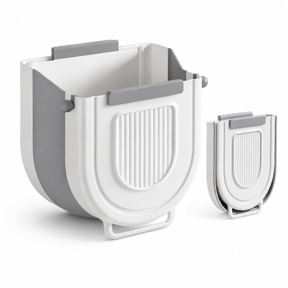 Foldable Hanging Trash Can, Collapsible Kitchen Cabinet Door Garbage Bin for Countertop Scraps