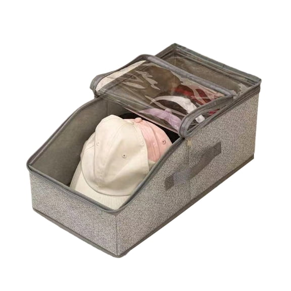 Foldable Hat Storage Box with Zipper Seal & Clear Transparent Window – Large Capacity Organizer for Caps, Hats, and Accessories
