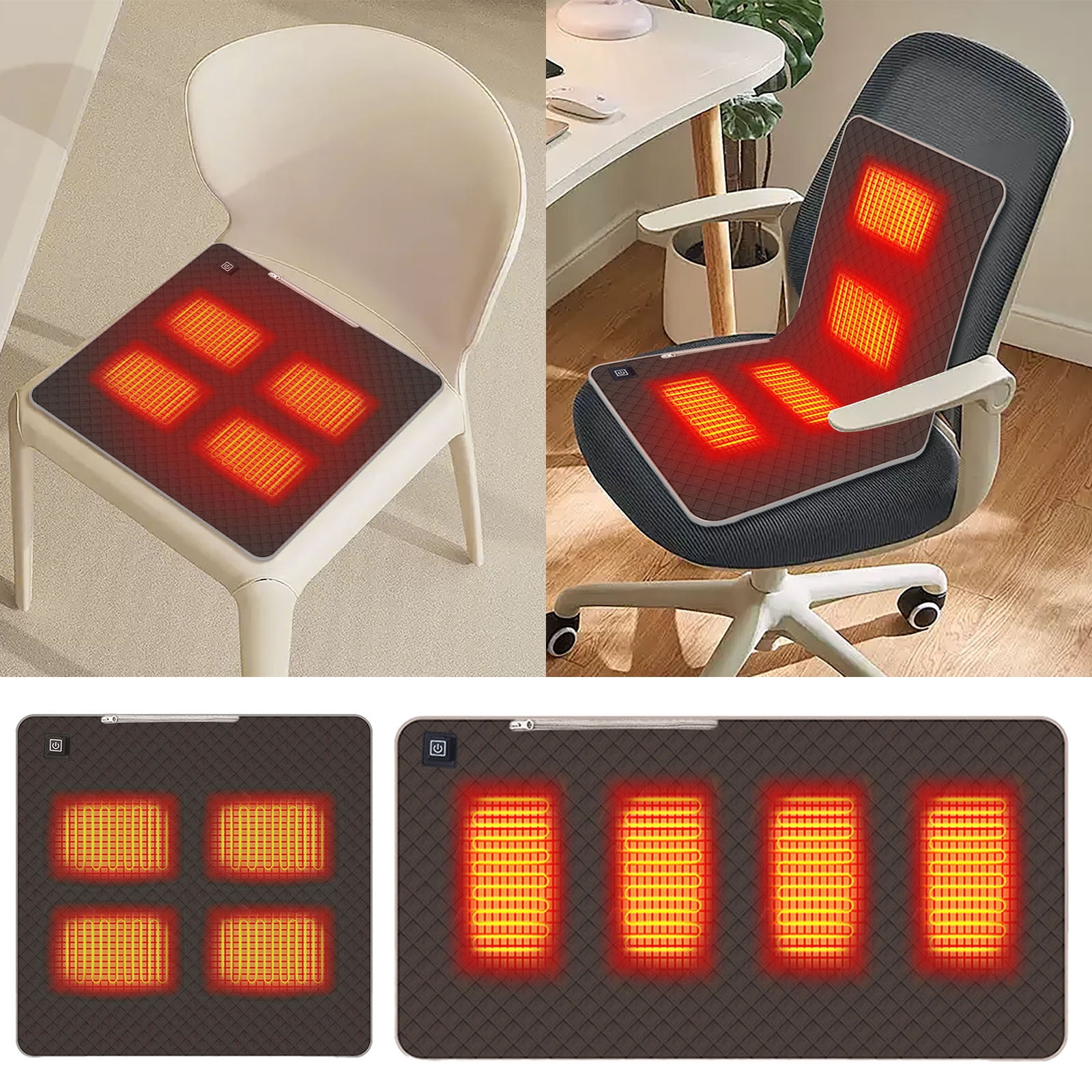 Portable Heated Seat Cushion With 3 Temperature Levels Foldable USB Plug Powered Heating Pad, 1