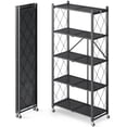 thumbnail image 1 of Foldable Heavy-Duty Metal Rolling Storage Shelf, 3/4/5-Tier Collapsible Shelving Unit with Lockable Wheels, Mobile Organizer for Kitchen, Pantry, Closet, Garage & Office, 1 of 7