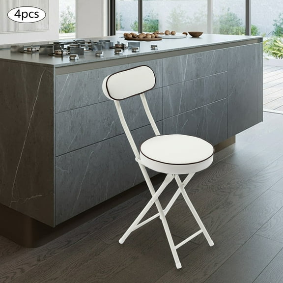Foldable High Chair Set of 4 Durable, Upholstered Counter Stool Bar Stool Portable Folding Kitchen Dining Chair Comfortable & Space-Saving Design for Dining Anywhere