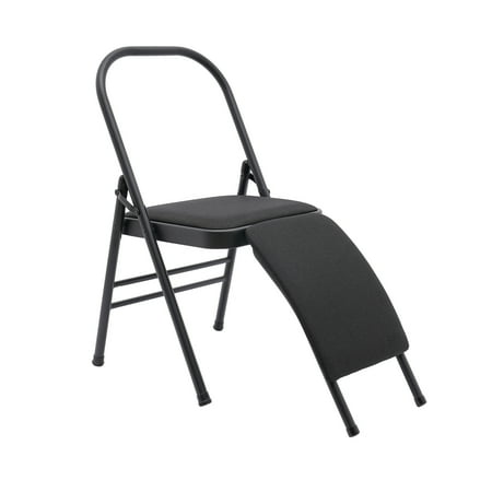 Foldable Home Yoga Auxiliary Chair, Yoga Practice Balance Chair with Lumbar Support, Yoga Balance Handstand Training Tool for Yoga Studio, Office(Black,242.51lbs)