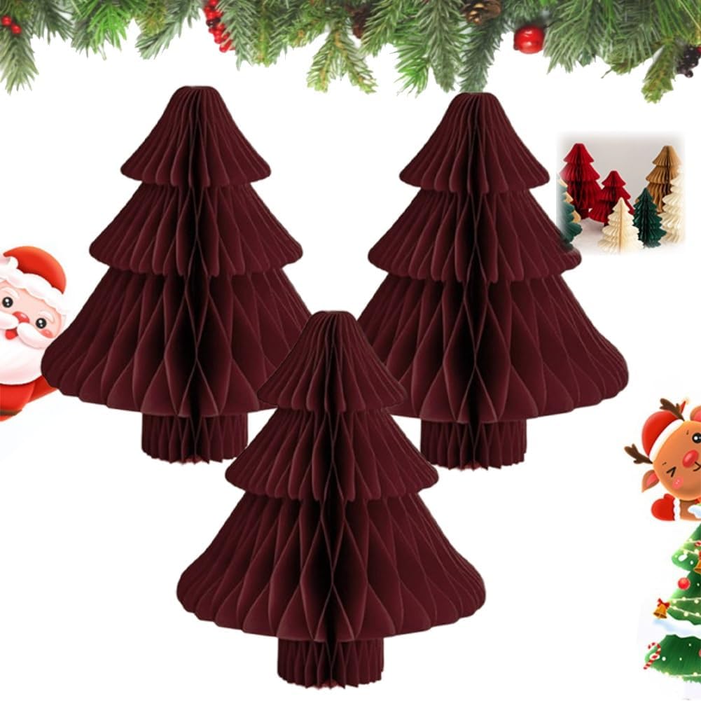 Foldable Tree Foldable Honeycomb Paper Christmas Trees – Table Decor, 3D Honeycomb ...