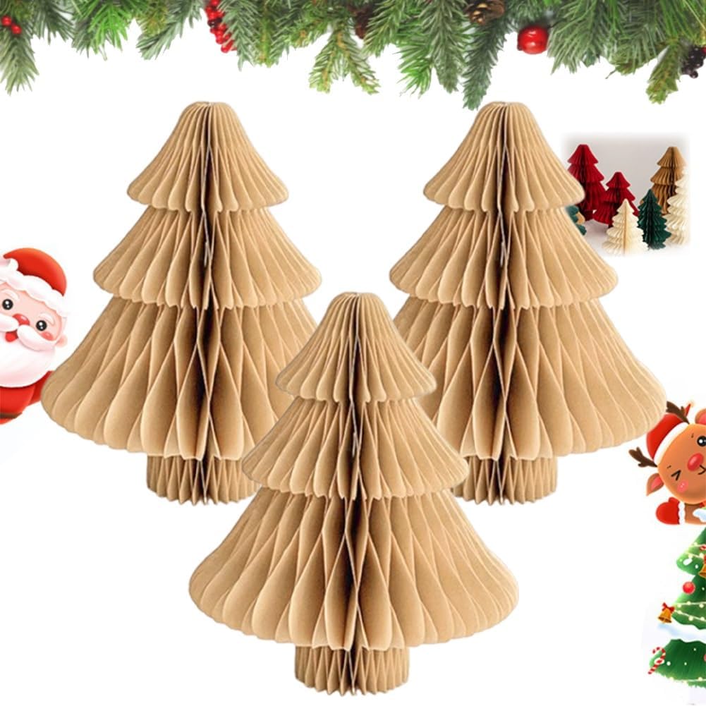 Tree Fold Table Foldable Honeycomb Paper Christmas Trees – Table Decor, 3D Honeycomb ...