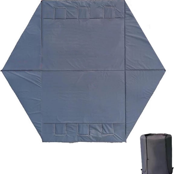 Foldable Ice Fishing Shelter Floor Mat, Portable Ice Fishing Tent Mat Waterproof Ice Shanty Hexagon Huts Floor Mat Includes Storage Bag