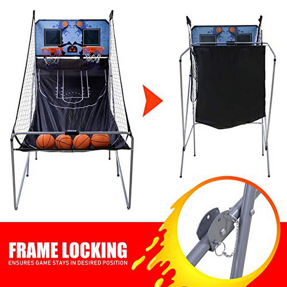Foldable Indoor Basketball Arcade Game Double Shot 2 Player W/ 4 Balls