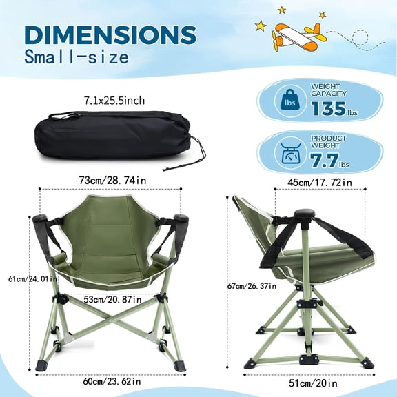 Foldable Indoor And Outdoor Universal Rocking Chair Camping Chair-high Backrest Conforms to Ergonomics, Adjustable Backrest, 600D Oxford Cloth Material, Light And Easy to Store, Strong Loadbearing
