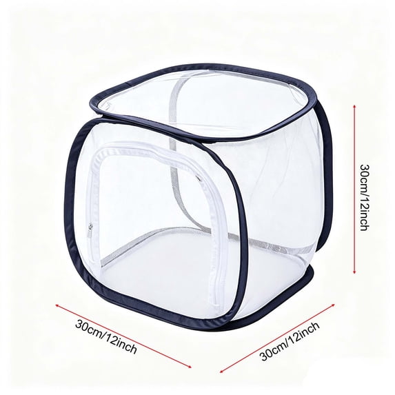 Foldable Insects and Plants Habitat Cage, Pop-up Mesh Habitat Cage for Observation and Reusable 12 X 12 X 12 Inches