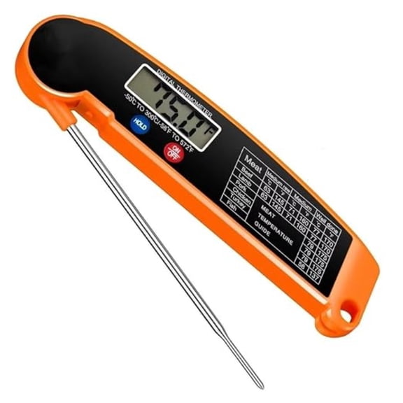 Foldable Instant Read Digital Meat Thermometer, 2s Fast Accurate Probe Cooking Thermometer for BBQ, Steak, Baking, Deep Frying Kitchen Use