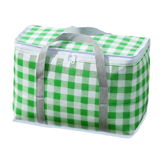 Foldable Insulated Picnic Basket, Large Capacity Aluminum Foil Cooler, Thickened Thermal Camping Bag, Portable Outdoor Travel Picnic Box, Reusable Food Drink Storage Basket