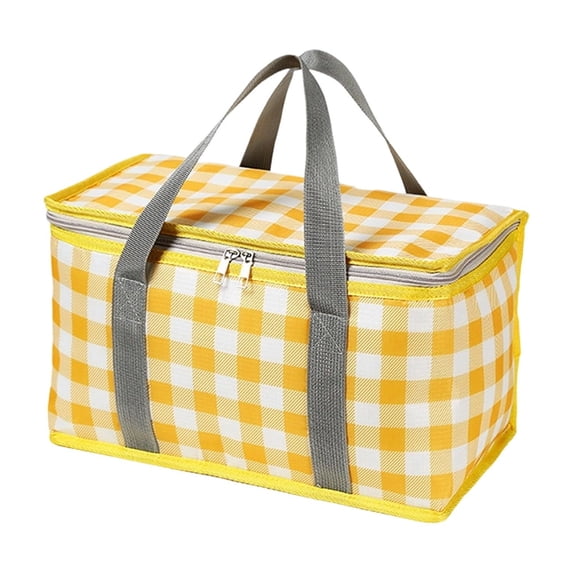 Foldable Insulated Picnic Basket, Large Capacity Aluminum Foil Cooler, Thickened Thermal Camping Bag, Portable Outdoor Travel Picnic Box, Reusable Food Drink Storage Basket