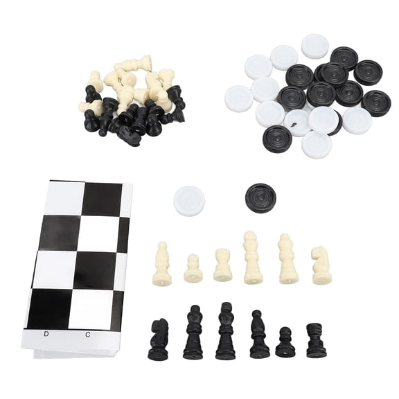 Foldable International Chess Checkers Kit, Lightweight Travel Set for Family Fun Outdoor Games