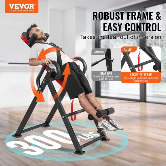 Foldable Inversion Table for Back Stretching & Pain Relief, Home Use Strength Training and Gravity Boots Hang Exercise Bench