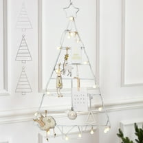 Foldable Iron Christmas Tree Grid Frame | Wall-Mounted Holiday Decoration | Includes 1 Tree Grid for Easy Ornament & Light Display | 31.88x18.89 Inches